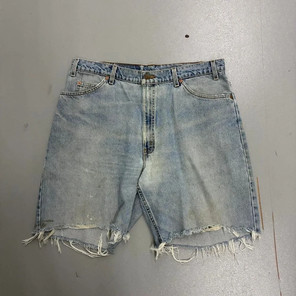 Levis 560 Orange Tab Vintage 90s Cutoff Denim Jorts Light Wash Mens 36